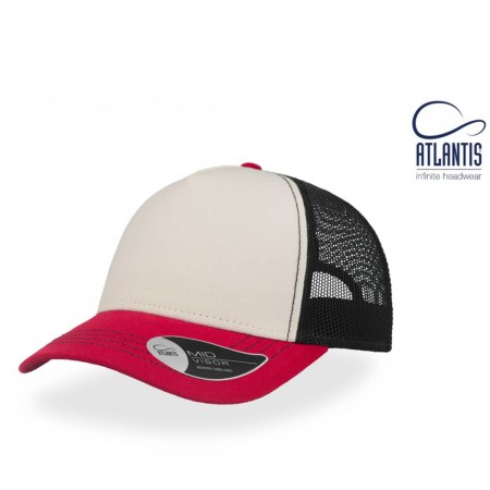 Καπέλο πεντάφυλλο (Atl Rapper Canvas) λευκό-μαύρο-μπορντώ